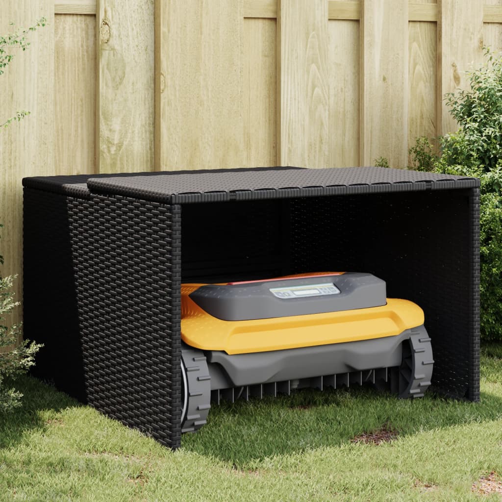 vidaXL Robot Mower Garage Storage Shelter Garden Outdoor Lawn Poly Rattan