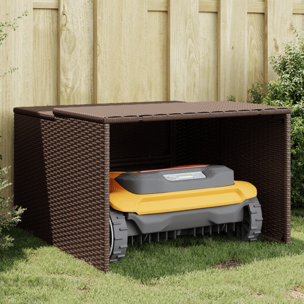 vidaXL Robot Mower Garage Storage Shelter Garden Outdoor Lawn Poly Rattan