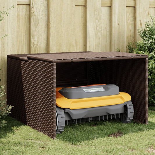 vidaXL Robot Mower Garage Storage Shelter Garden Outdoor Lawn Poly Rattan