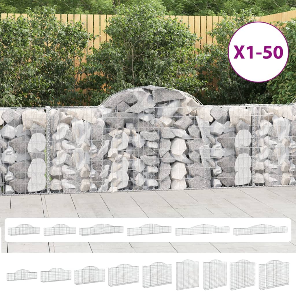 vidaXL Arched Gabion Baskets 6 pcs 118.1"x19.7"x31.5"/39.4" Galvanized Iron