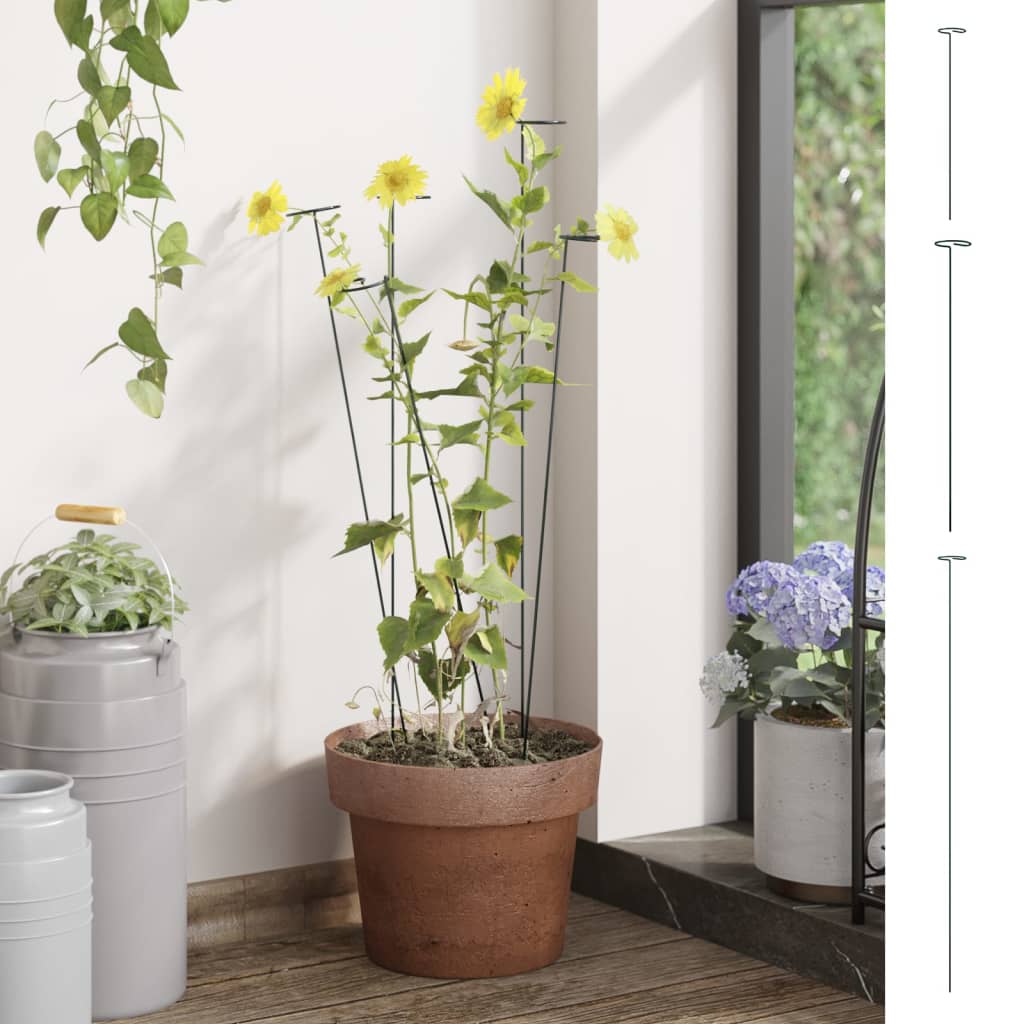 vidaXL Garden Plant Stakes Plant Support Stake Stick 20 Pcs Dark Green Steel
